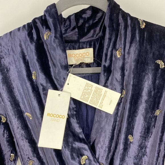 Rococo Sand Velvet Maxi Faux Wrap Dress Sequin Long Sleeve Holiday Party - Picture 5 of 14